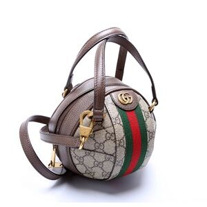 Authentic Gucci Mini Ophidia Basketball Round Crossbody Bag